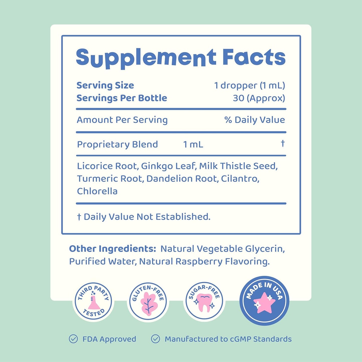 Natural Cilantro Extract Herbal Detox for Kids - Speech & Behavior Support - 1 fl oz