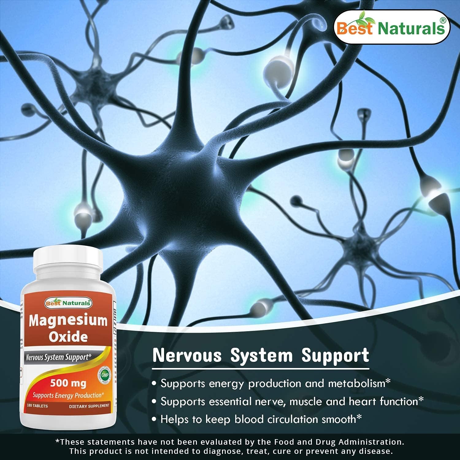 Natural Cinnamon and Magnesium Oxide Supplements - 500 mg Formula