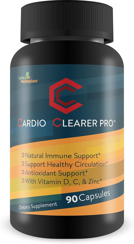Natural Circulatory Health Support Supplements with Vitamin C, Turmeric, Garlic, Ginger - Cardio Clearer Pro for Healthy Blood Flow and Cardiovascular Health