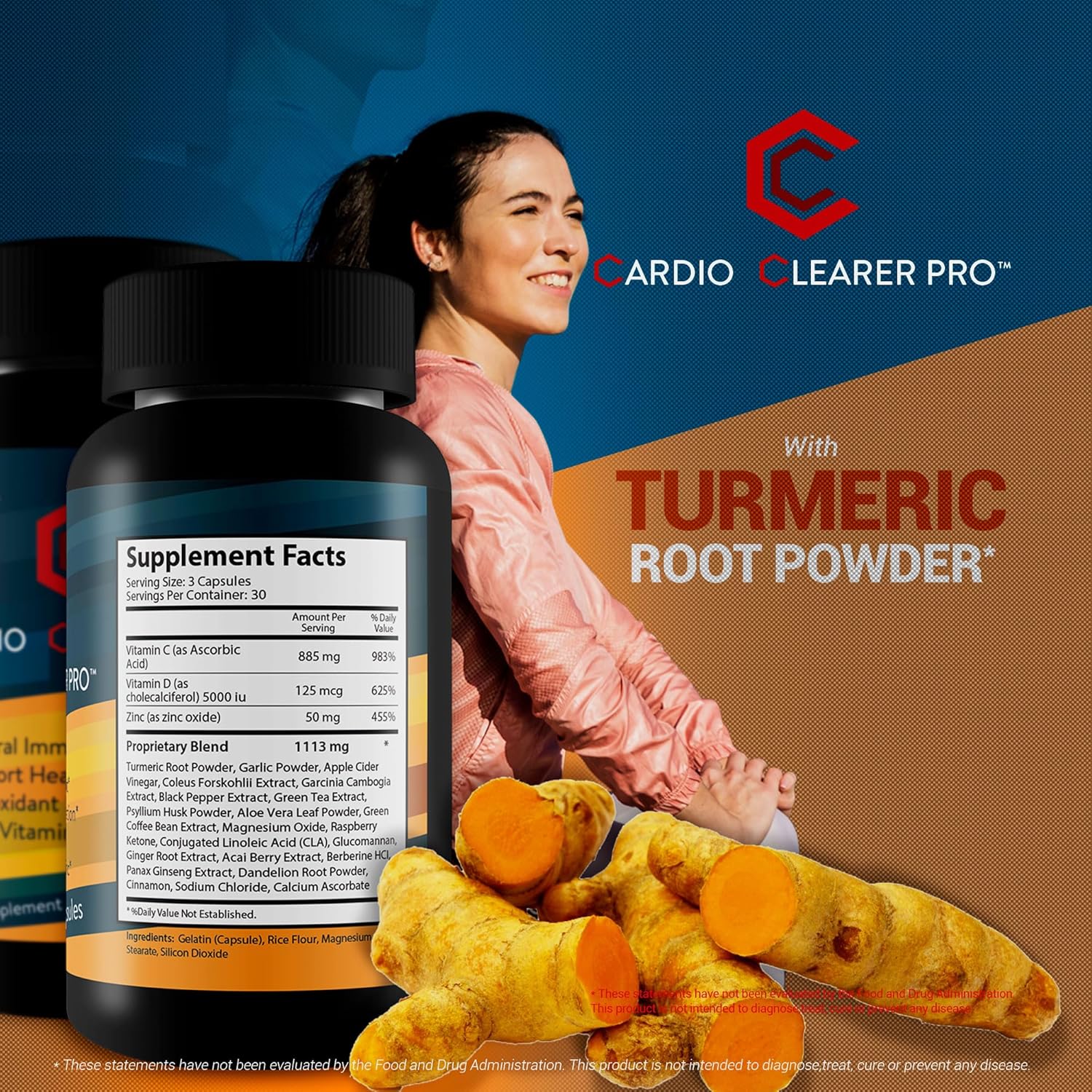 Natural Circulatory Health Support Supplements with Vitamin C, Turmeric, Garlic, Ginger - Cardio Clearer Pro for Healthy Blood Flow and Cardiovascular Health