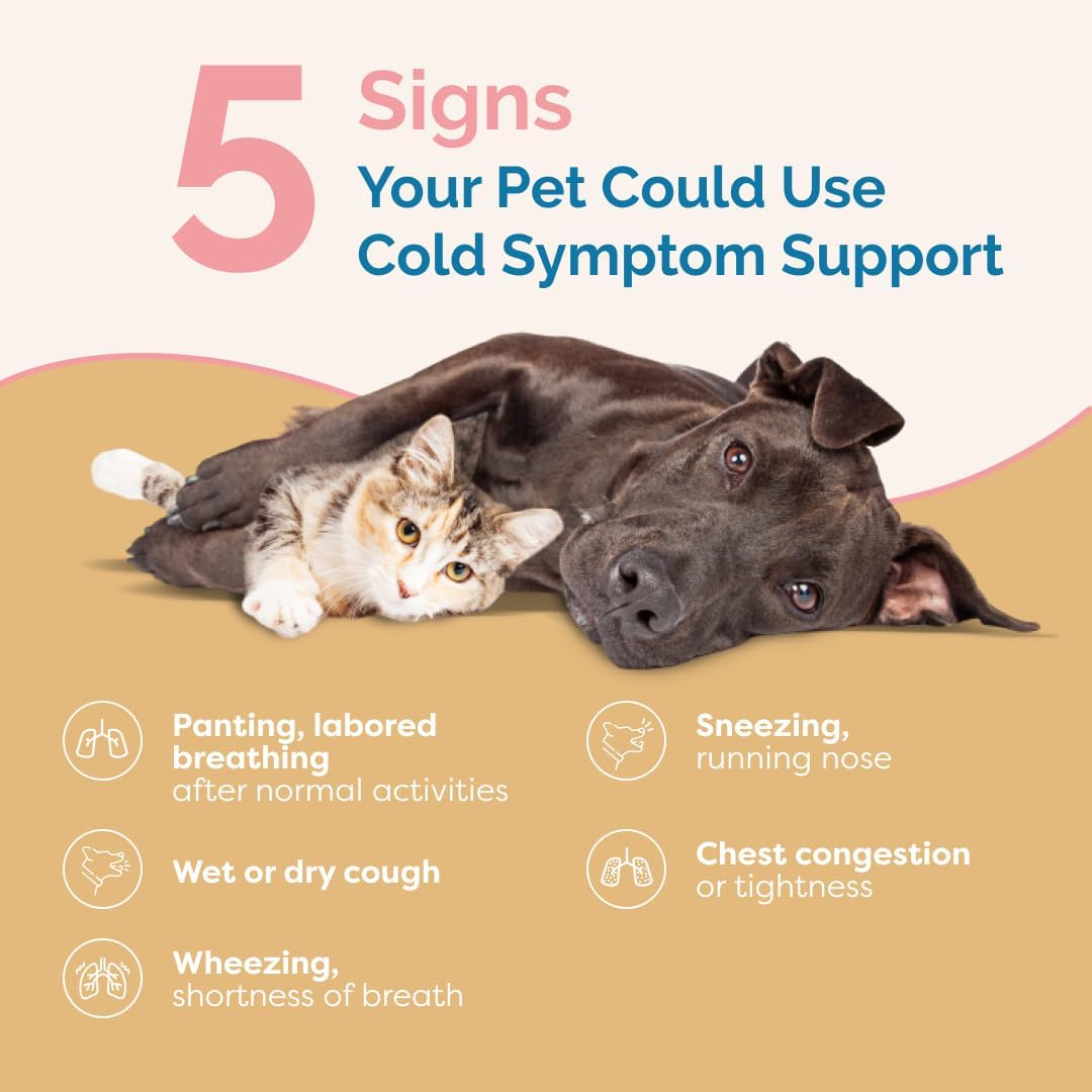 Natural Cold Symptom Support for Cats & Dogs | Helps with Colds, Seasonal Allergies & Kennel Cough | Supports Easy Breathing & Open Airways