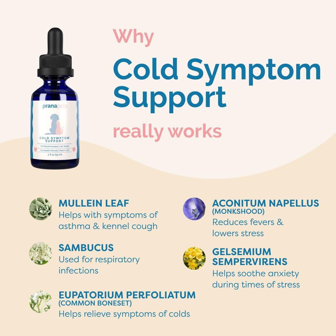 Natural Cold Symptom Support for Cats & Dogs | Helps with Colds, Seasonal Allergies & Kennel Cough | Supports Easy Breathing & Open Airways