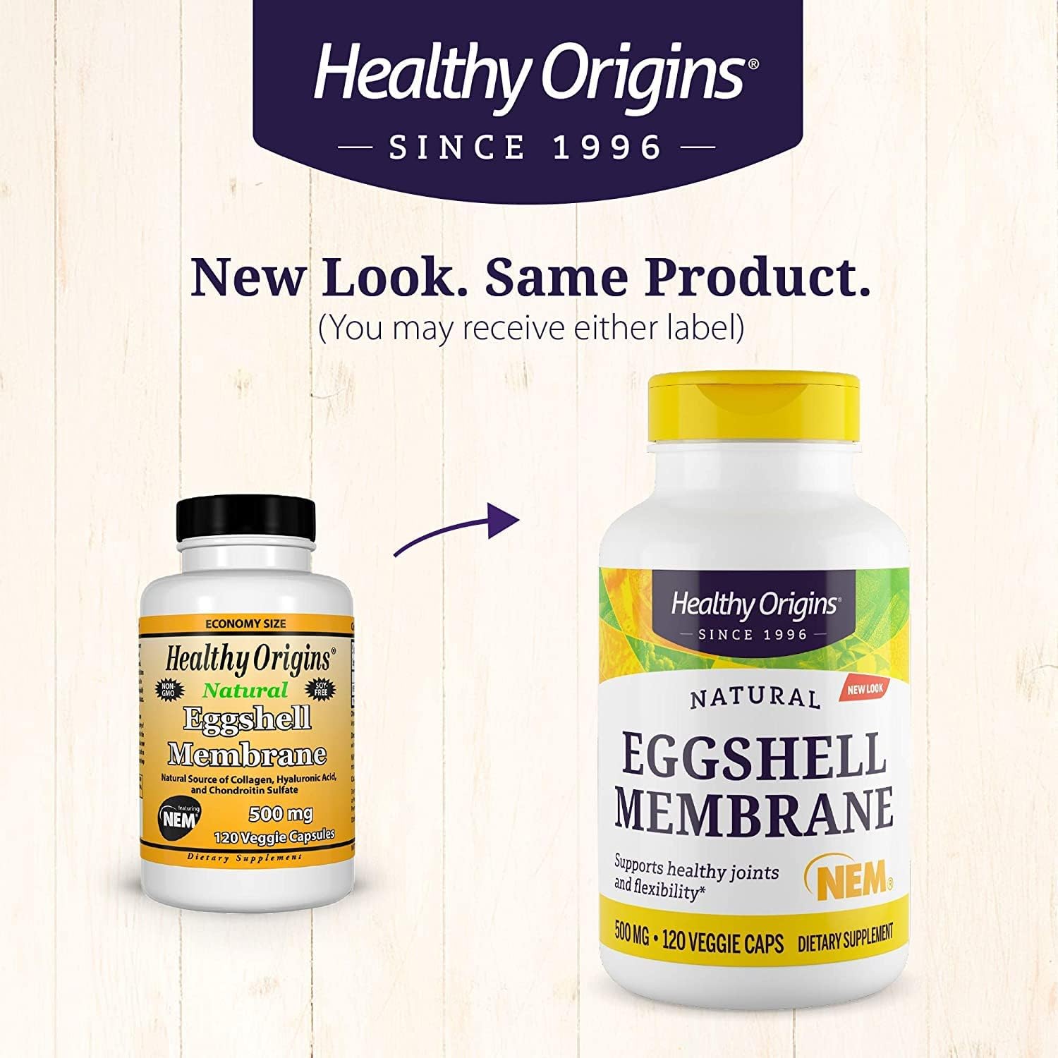Natural Collagen Joint Support Supplement - Healthy Origins Eggshell Membrane (NEM) 500mg - Gluten-Free - 120 Capsules