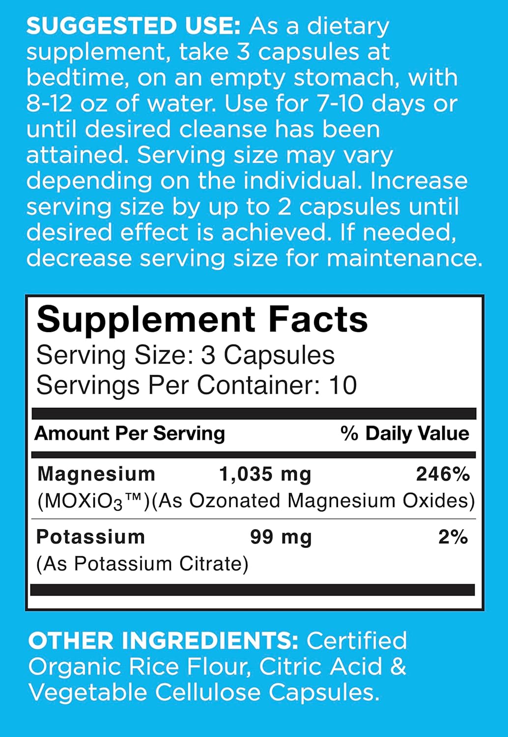 Natural Colon Cleanse & Detox - Occasional Constipation Relief for Men & Women - Stool Softening & Bloating Support - 30 Capsules of Ozonated Magnesium Oxide