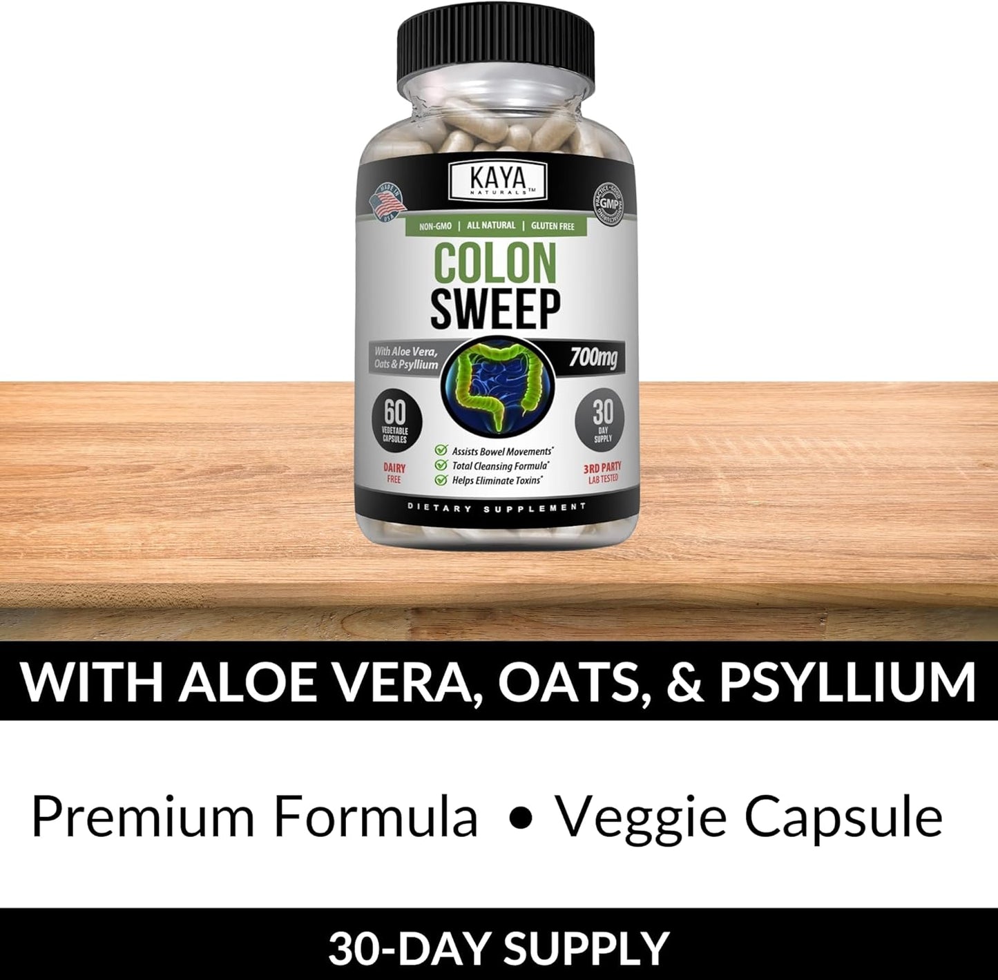 Natural Colon Cleanse Detox Pills for Weight Management - 30 Day Fast-Acting Formula with Herbs & Probiotics - Supports Healthy Bowel Movements - Non-GMO Fiber Supplement - 60 Capsules