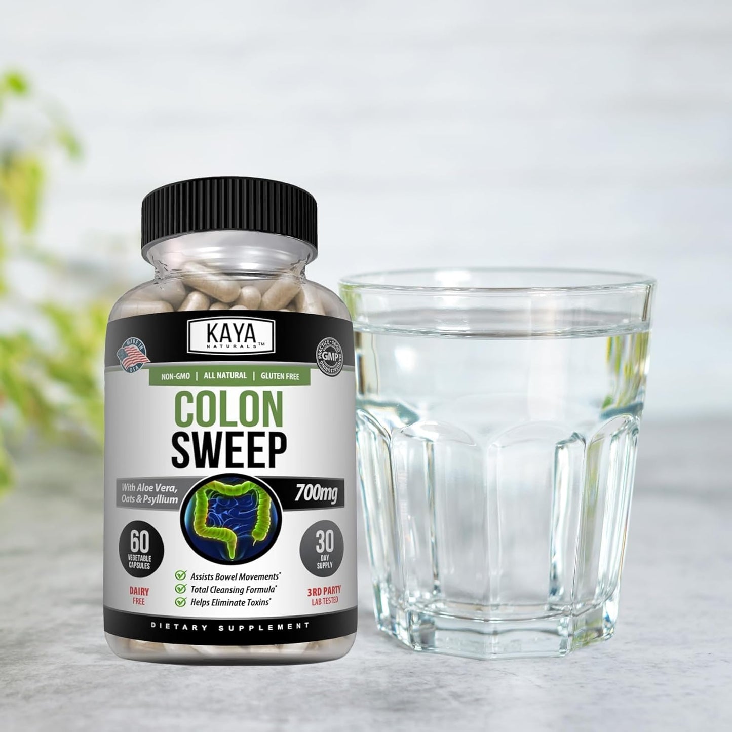 Natural Colon Cleanse Detox Pills for Weight Management - 30 Day Fast-Acting Formula with Herbs & Probiotics - Supports Healthy Bowel Movements - Non-GMO Fiber Supplement - 60 Capsules