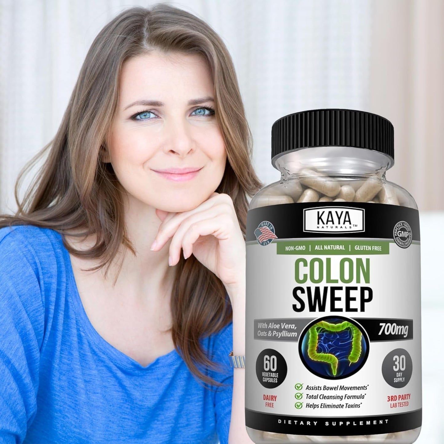 Natural Colon Cleanse Detox Pills for Weight Management - 30 Day Fast-Acting Formula with Herbs & Probiotics - Supports Healthy Bowel Movements - Non-GMO Fiber Supplement - 60 Capsules