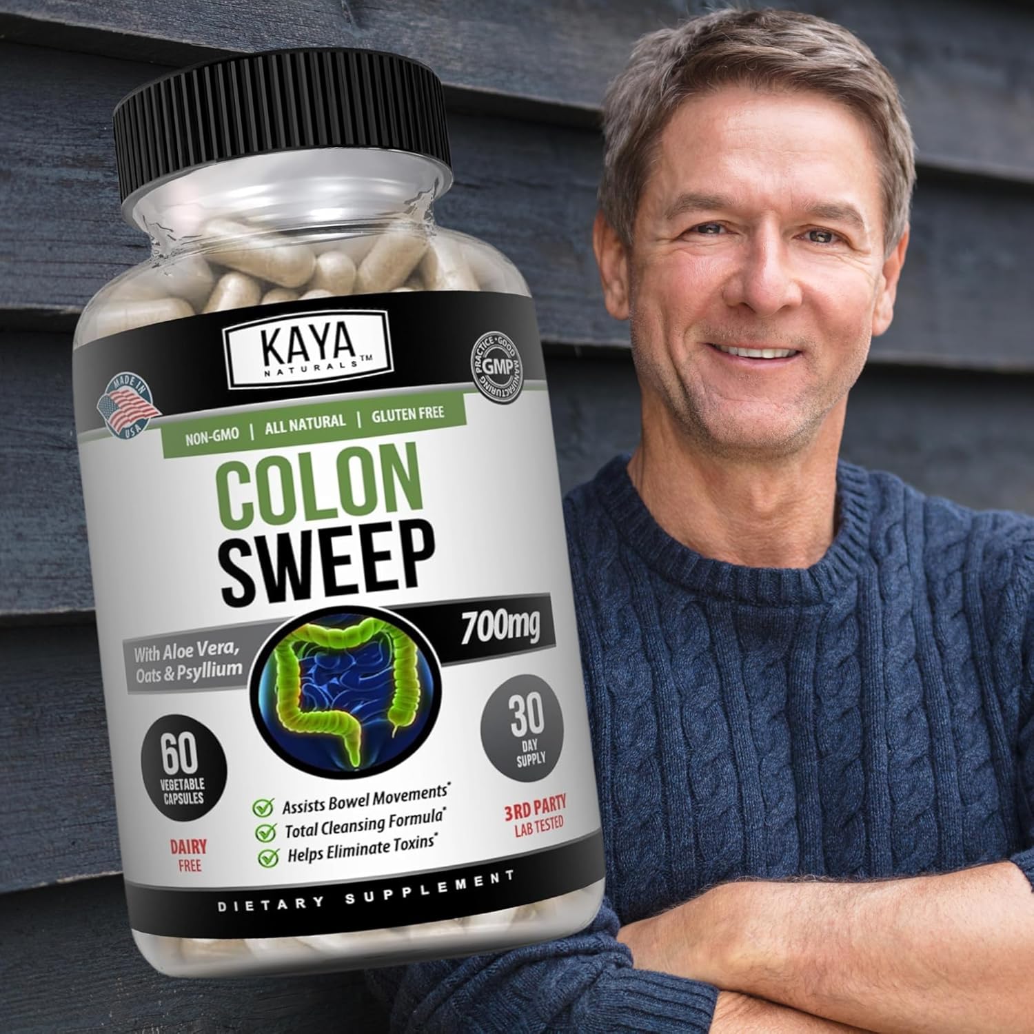 Natural Colon Cleanse Detox Pills for Weight Management - 30 Day Fast-Acting Formula with Herbs & Probiotics - Supports Healthy Bowel Movements - Non-GMO Fiber Supplement - 60 Capsules