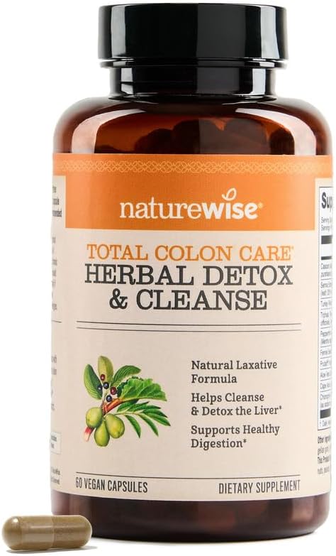 Natural Colon Cleanse Supplement with Prebiotics, Botanicals, & Antioxidants - Promotes Regular Bowel Movement, Digestion, Gut Health - Vegan, Gluten-Free, Non-GMO - 60 Capsules