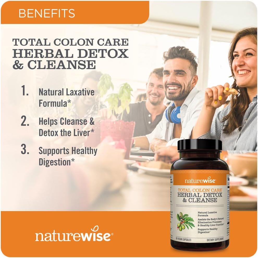 Natural Colon Cleanse Supplement with Prebiotics, Botanicals, & Antioxidants - Promotes Regular Bowel Movement, Digestion, Gut Health - Vegan, Gluten-Free, Non-GMO - 60 Capsules