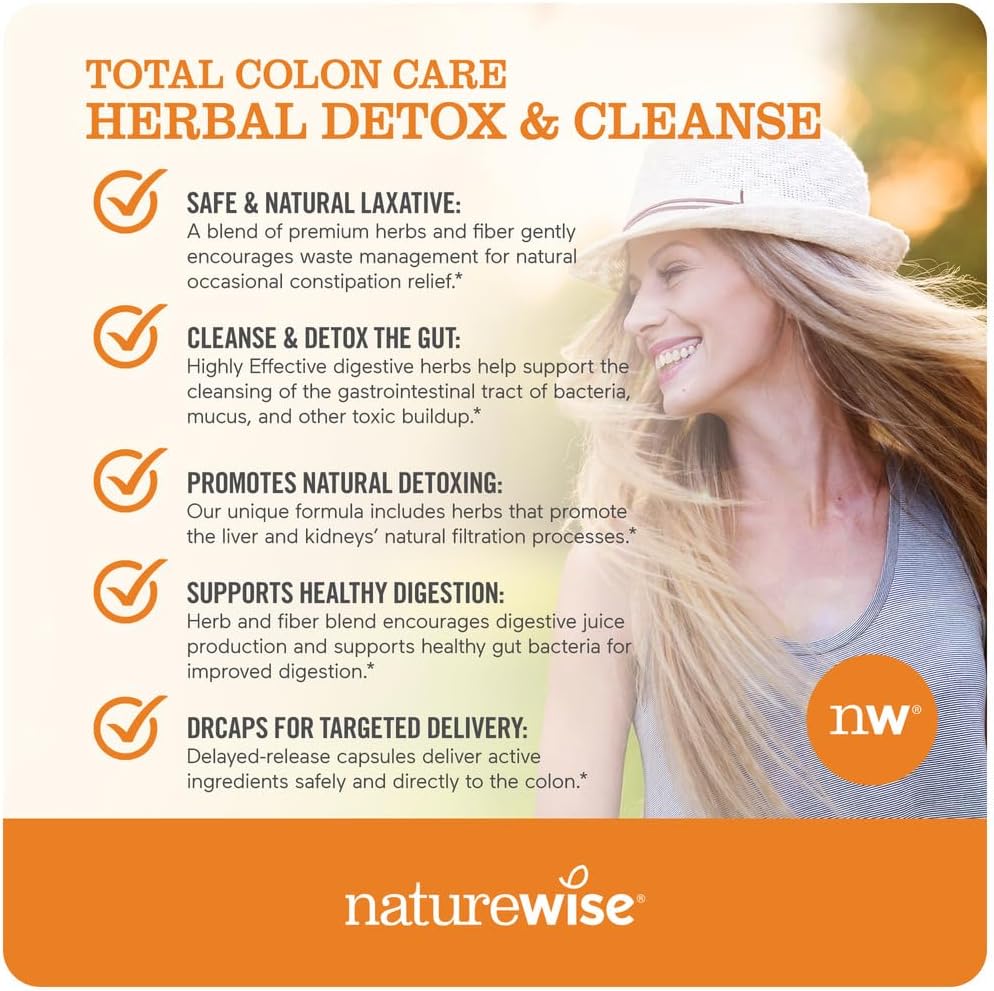 Natural Colon Cleanse Supplement with Prebiotics, Botanicals, & Antioxidants - Promotes Regular Bowel Movement, Digestion, Gut Health - Vegan, Gluten-Free, Non-GMO - 60 Capsules