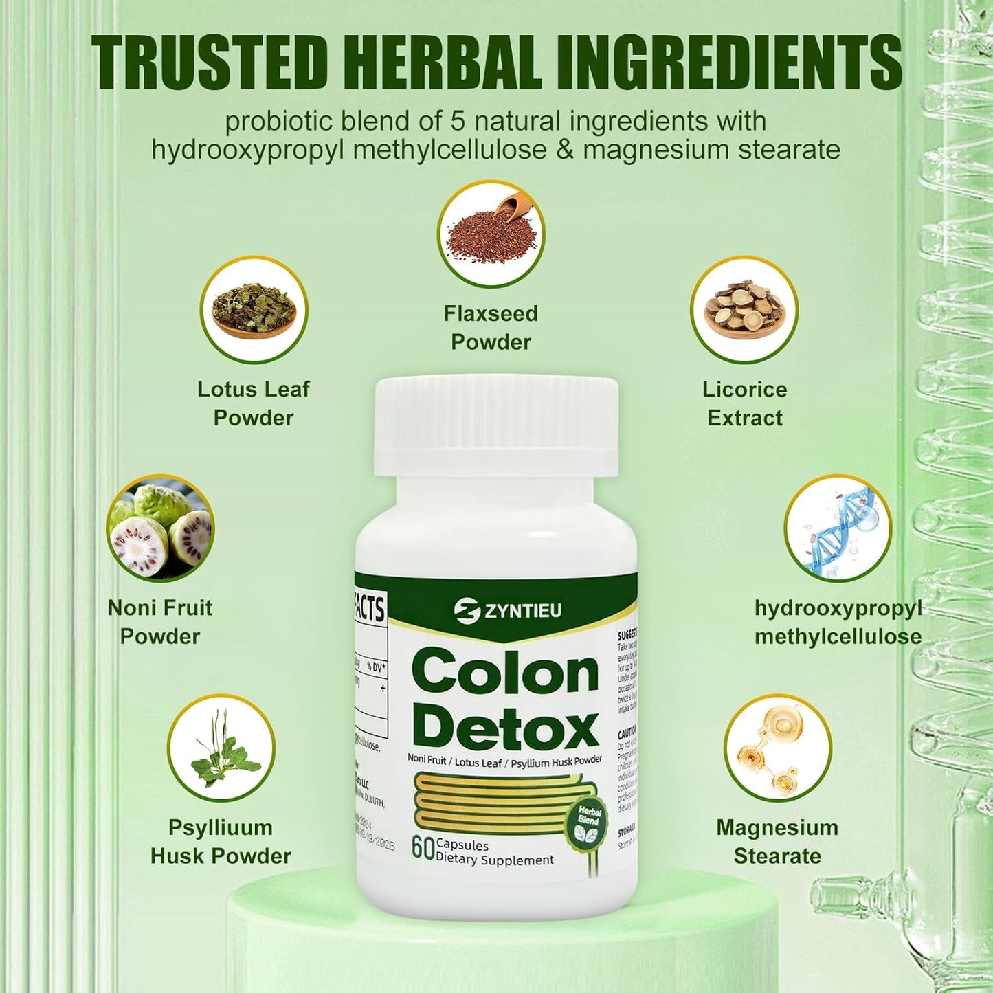 Natural Colon Cleanser Detox Capsules for Constipation Relief - Zyntieu Gut Cleanse Formula