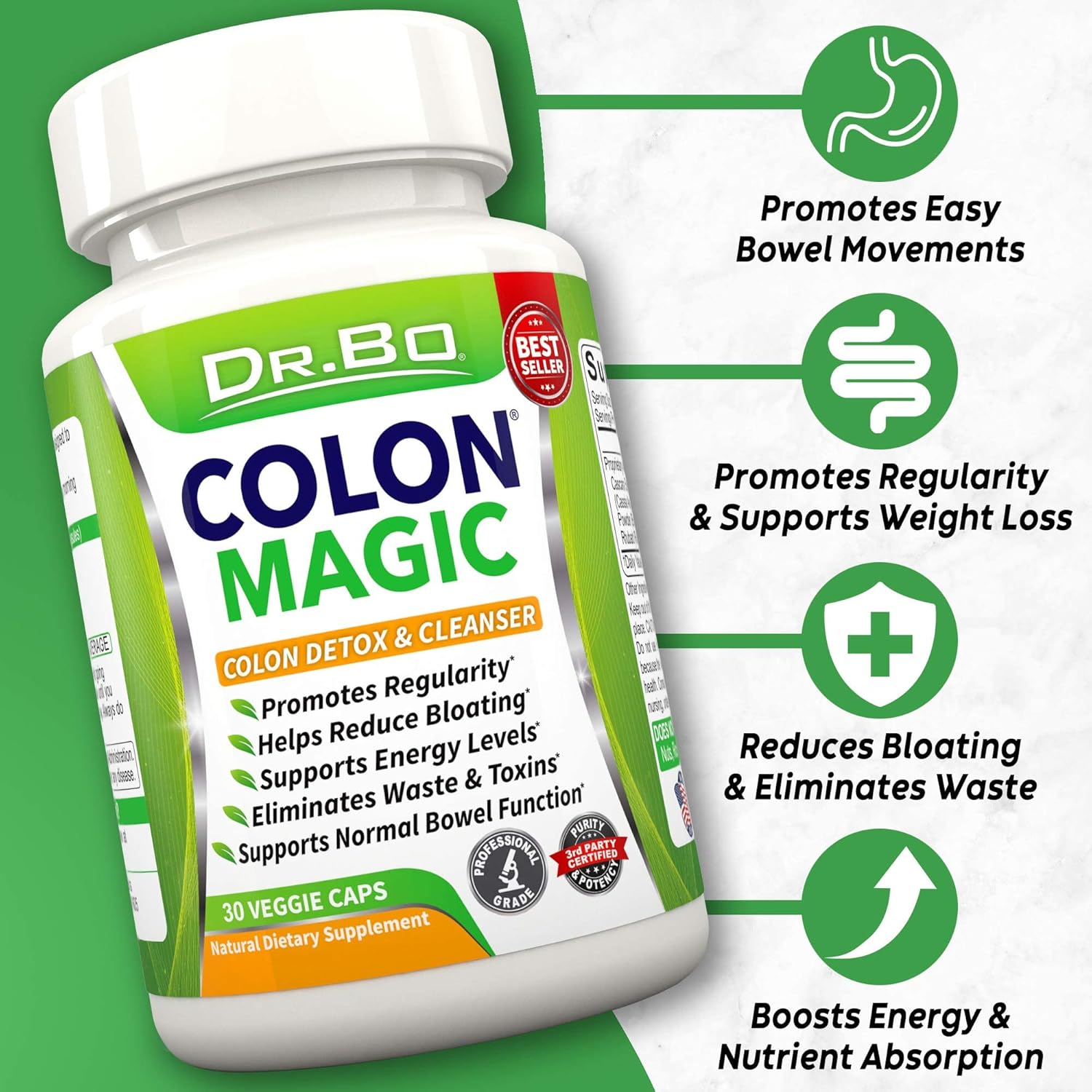 Natural Colon, Kidney & Liver Cleanse Detox Pills - Bowel Cleanser for Bloating & Constipation Relief - Supports Bladder, Urinary Tract & Gallbladder Health