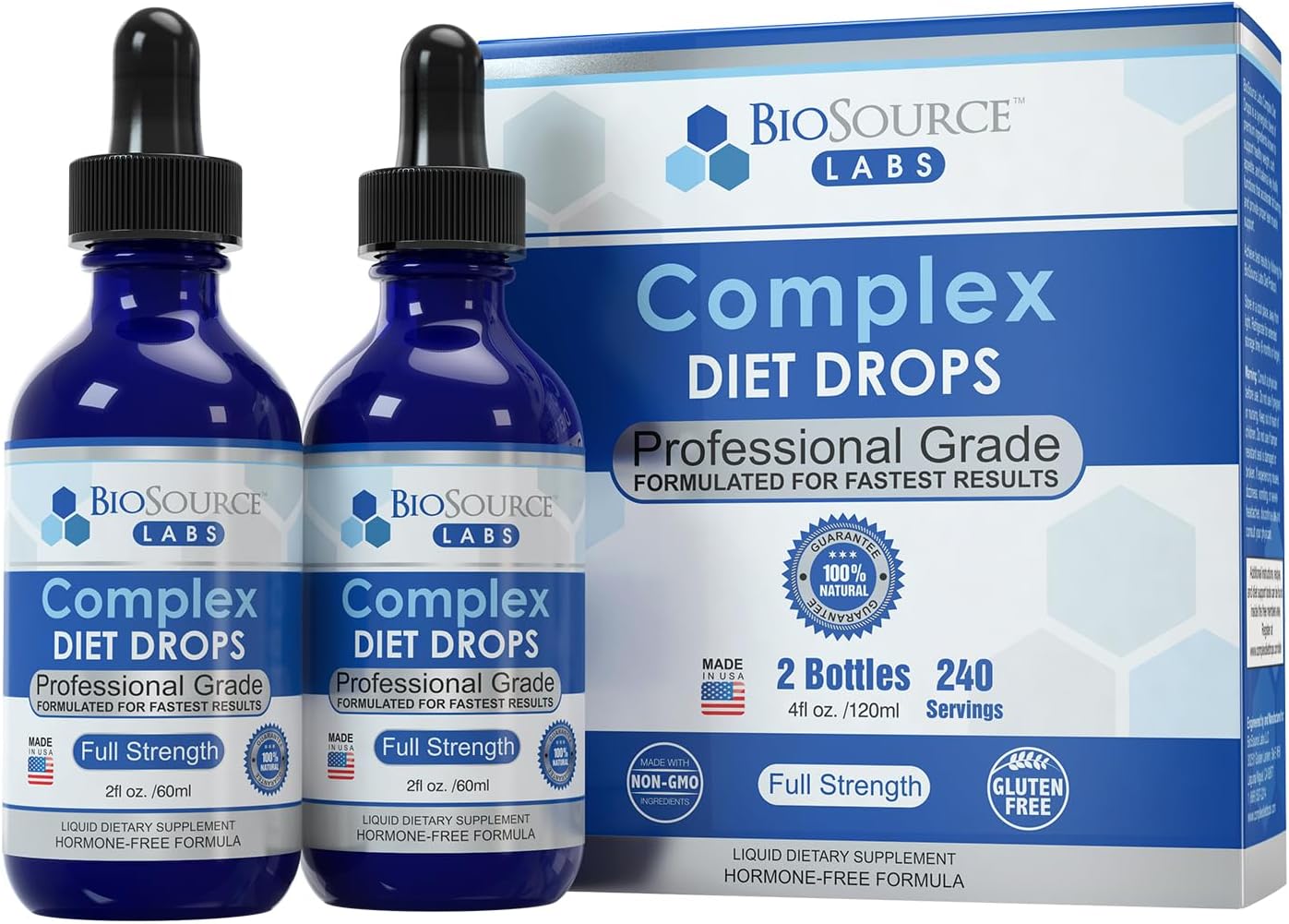 Natural Complex Diet Drops for Men and Women - BioSource Labs (2 Bottles) - 60 Day Supply