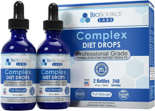 Natural Complex Diet Drops for Men and Women - BioSource Labs (2 Bottles) - 60 Day Supply