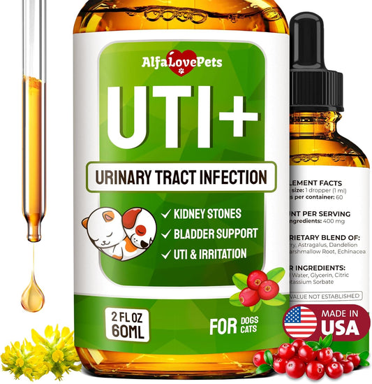Natural Cranberry Supplement for Dogs and Cats - UTI and Bladder Stone Treatment - Supports Kidney and Bladder Health - All Ages and Breeds - 2 Oz