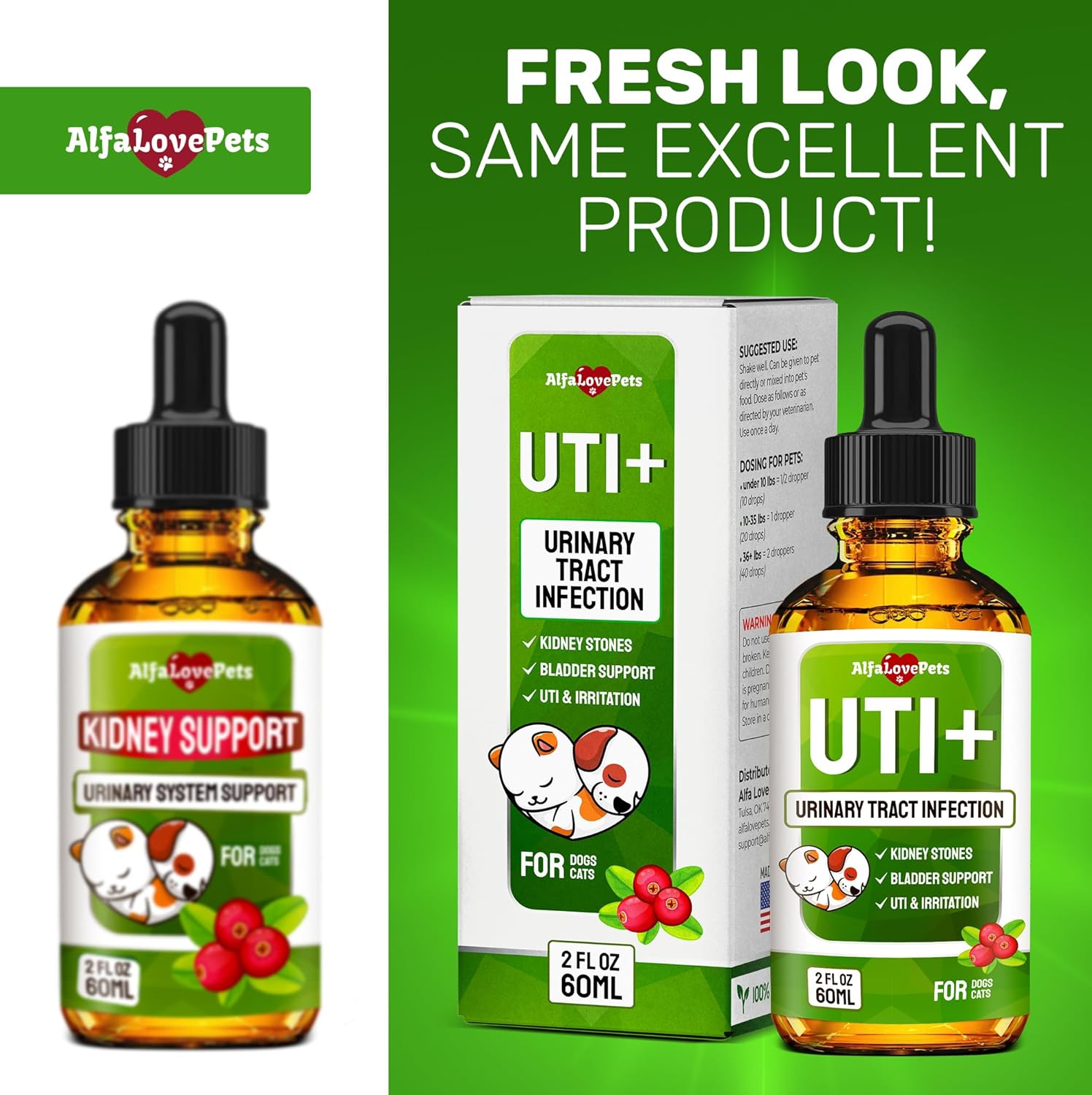 Natural Cranberry Supplement for Dogs and Cats - UTI and Bladder Stone Treatment - Supports Kidney and Bladder Health - All Ages and Breeds - 2 Oz