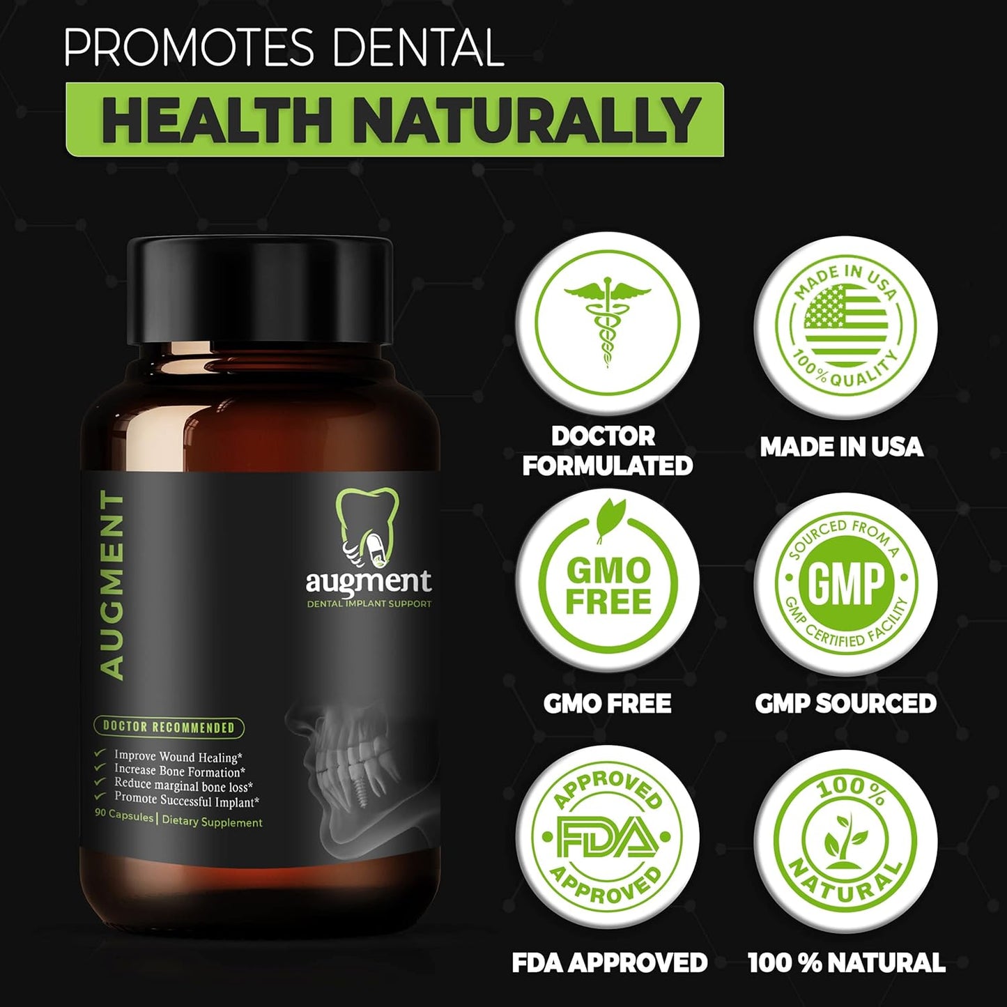 Natural Dental Implant Support Supplement for Bone Formation & Osseointegration - Vitamin & Micronutrient Formula (90 Servings)