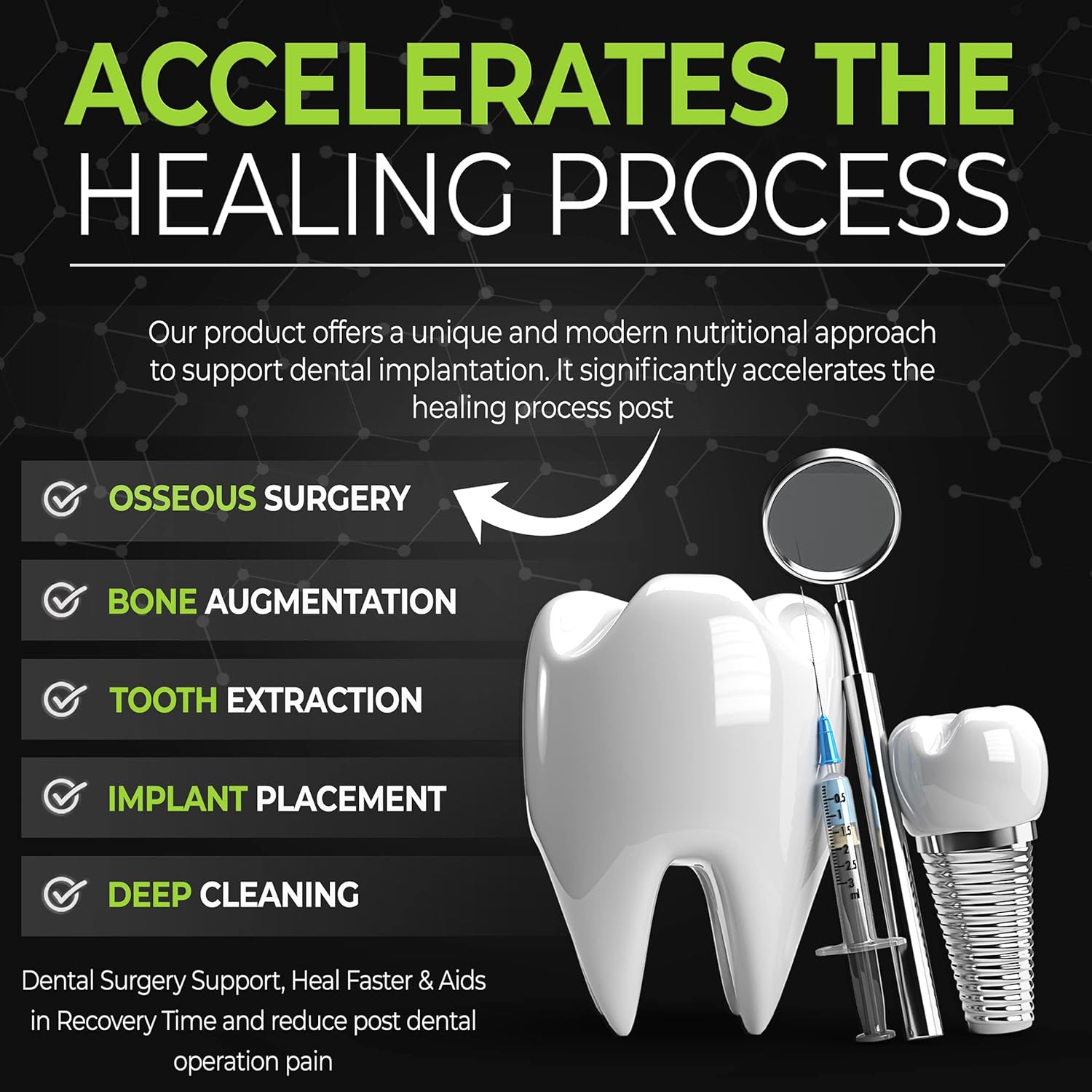 Natural Dental Implant Support Supplement for Bone Formation & Osseointegration - Vitamin & Micronutrient Formula (90 Servings)