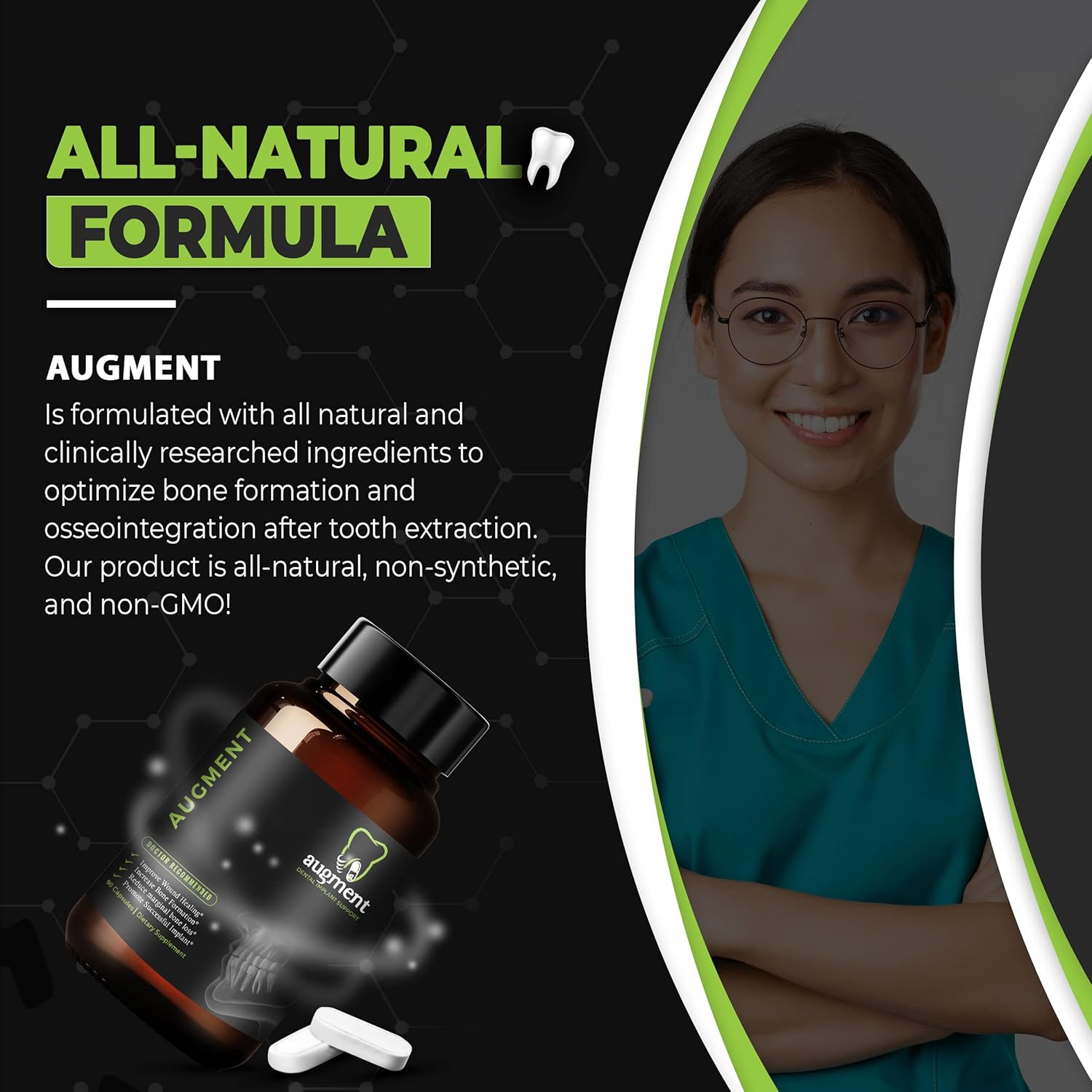 Natural Dental Implant Support Supplement for Bone Formation & Osseointegration - Vitamin & Micronutrient Formula (90 Servings)