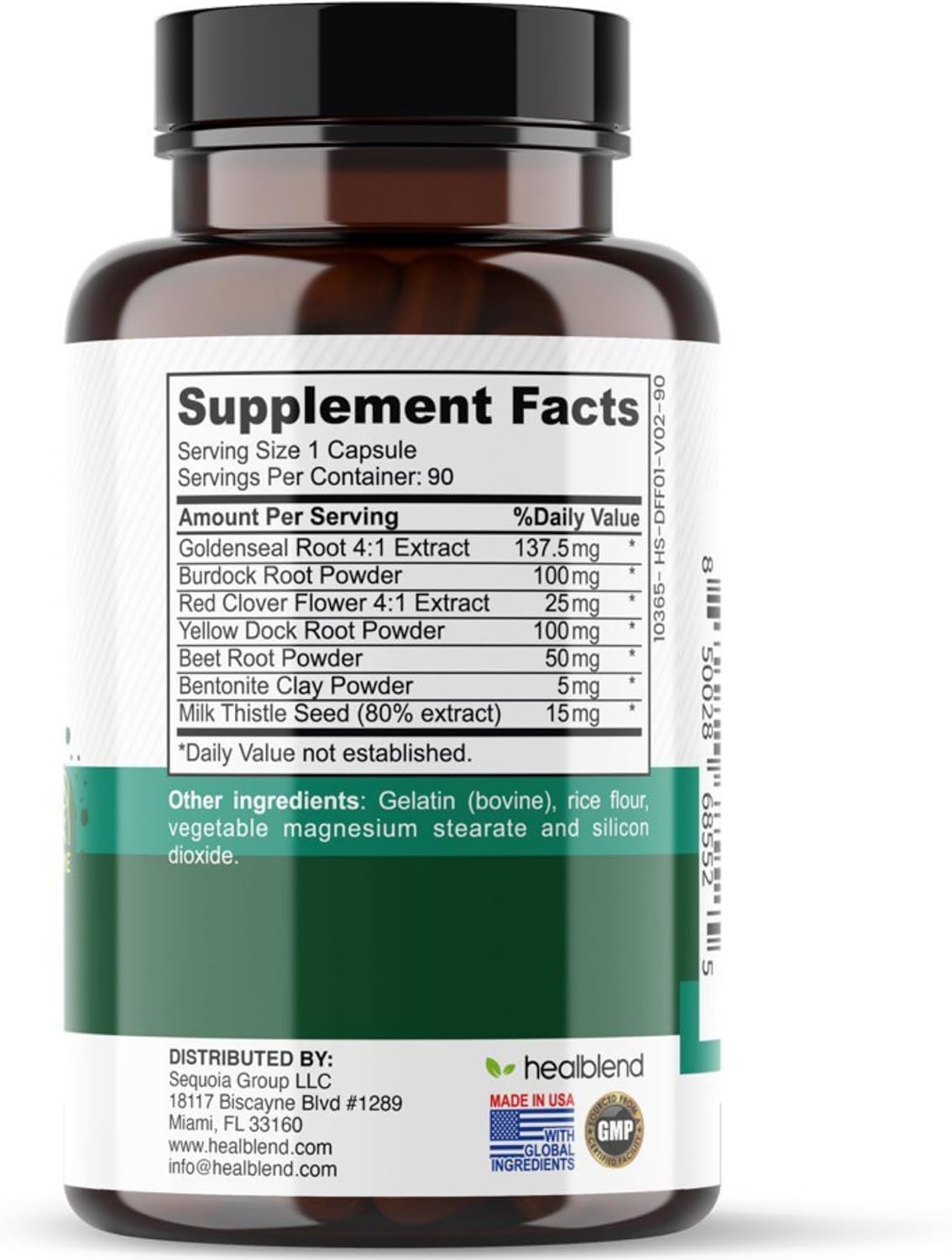 Natural Detox Capsules with Goldenseal Root & Bentonite Clay for Liver & Colon Health - Promotes Digestive Regularity - 90 Capsules