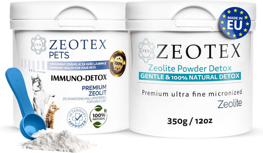 Natural Detox & Immunity Support Zeotex Zeolite Powder Bundle (2 Products) - Full Body, Liver, Kidney, Skin, Pet Health - 350g