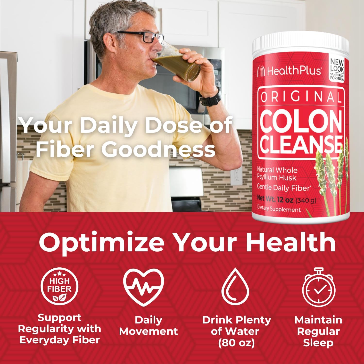 Natural Detox Psyllium Husk Powder - 12 oz, 48 Servings - Digestive Health, Colon Cleanse, Fiber Supplement