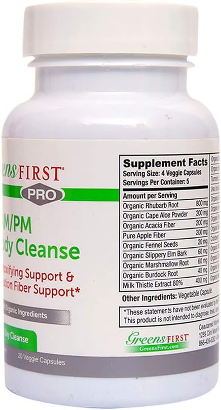 Natural Detox Supplement for Full Body Cleanse & Digestive Health - 20 Veggie Capsules for Intestinal Relief & Toxin Removal