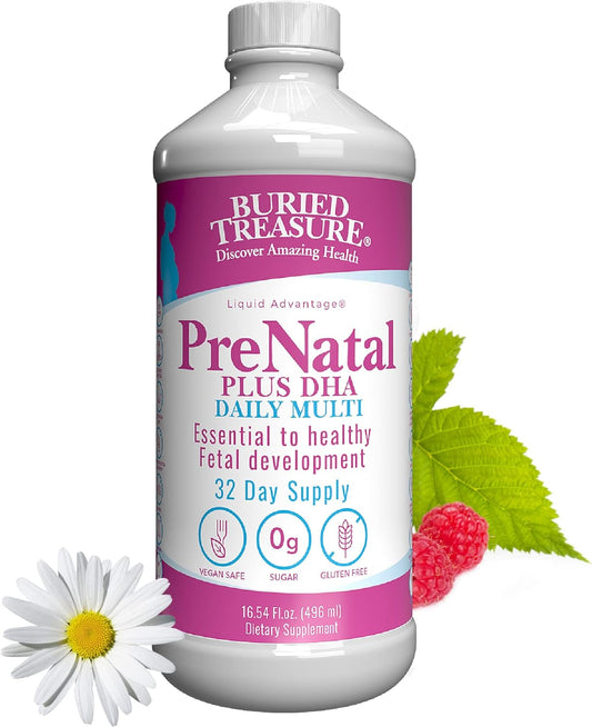 Natural DHA Omega-3 Iron Prenatal Plus Supplement, 16 oz - Buried Treasure Complete
