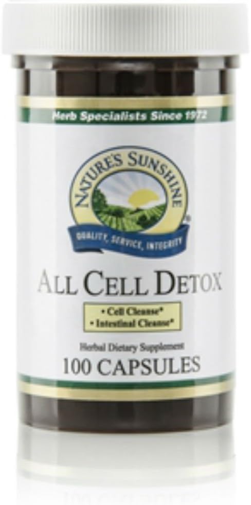 Natural Digestive System Supplement: Nature's Sunshine Cellular Detox Capsules (100 ct) - Kosher Herbal Blend for Healthy Bowel Movement