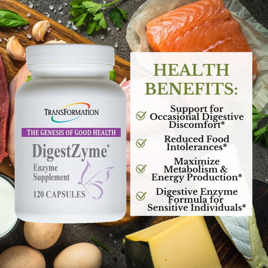 Natural DigestZyme Supplement for Overall Health, Nutrient Absorption, Digestion Support (120 Capsules)