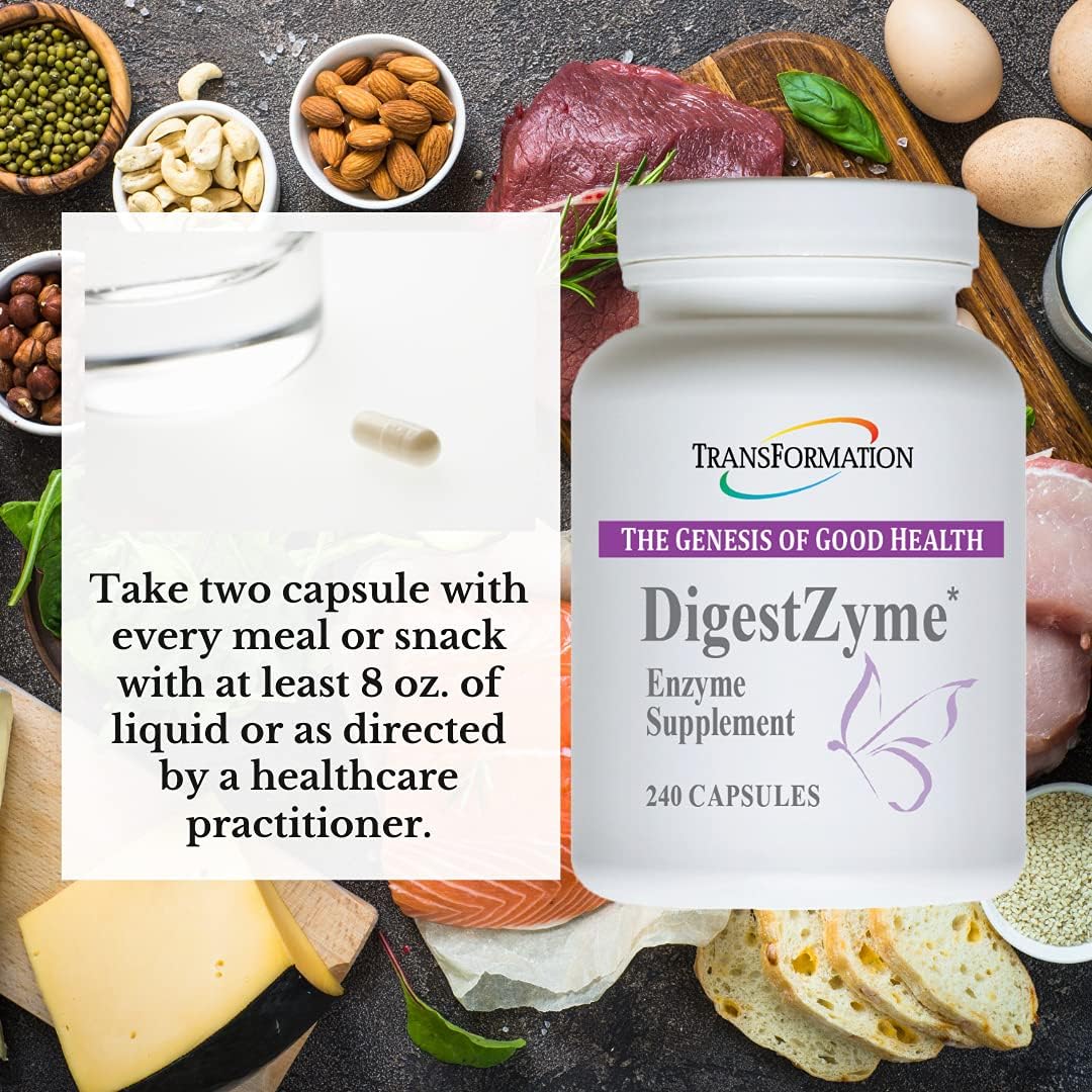 Natural DigestZyme Supplement for Overall Health, Nutrient Absorption, Digestion Support - 240 Capsules