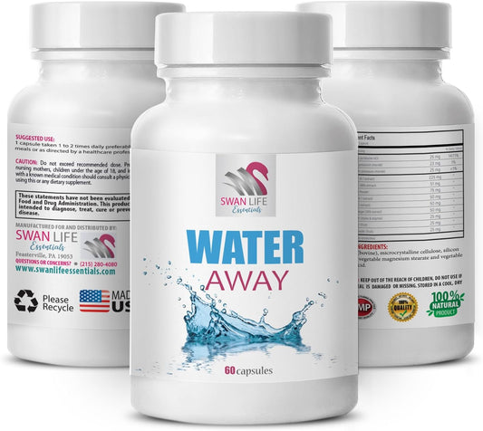 Natural Diuretic Capsules for Fluid Balance Support - Herbal Water Away Supplement with Bloating Relief - 60 Count
