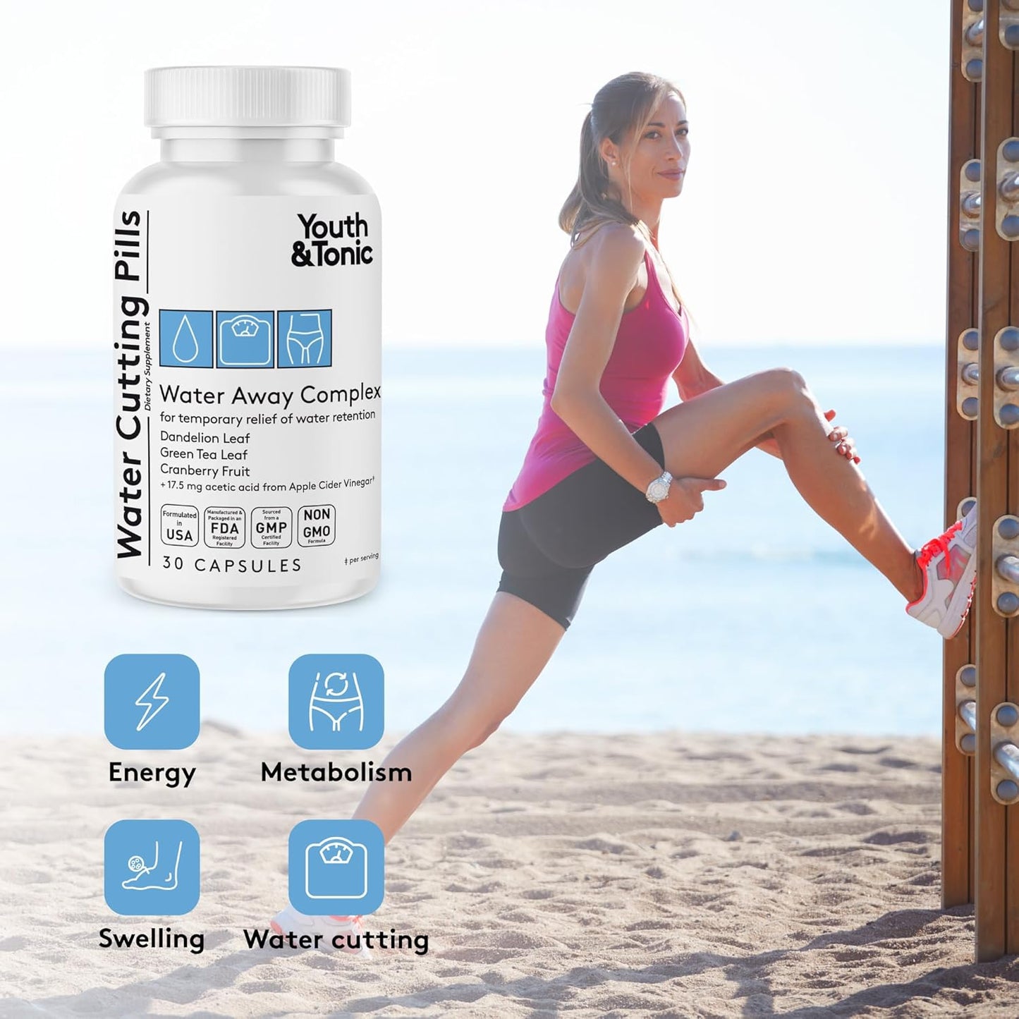 Natural Diuretic Complex for Water Retention & Swelling Relief - 30 Capsules for Men & Women.