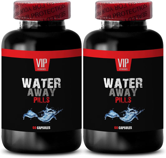 Natural Diuretic Pills for Bloating Relief and Water Retention - Water Away Detox Capsules for Swollen Legs - VIP Vitamins 120 Capsules