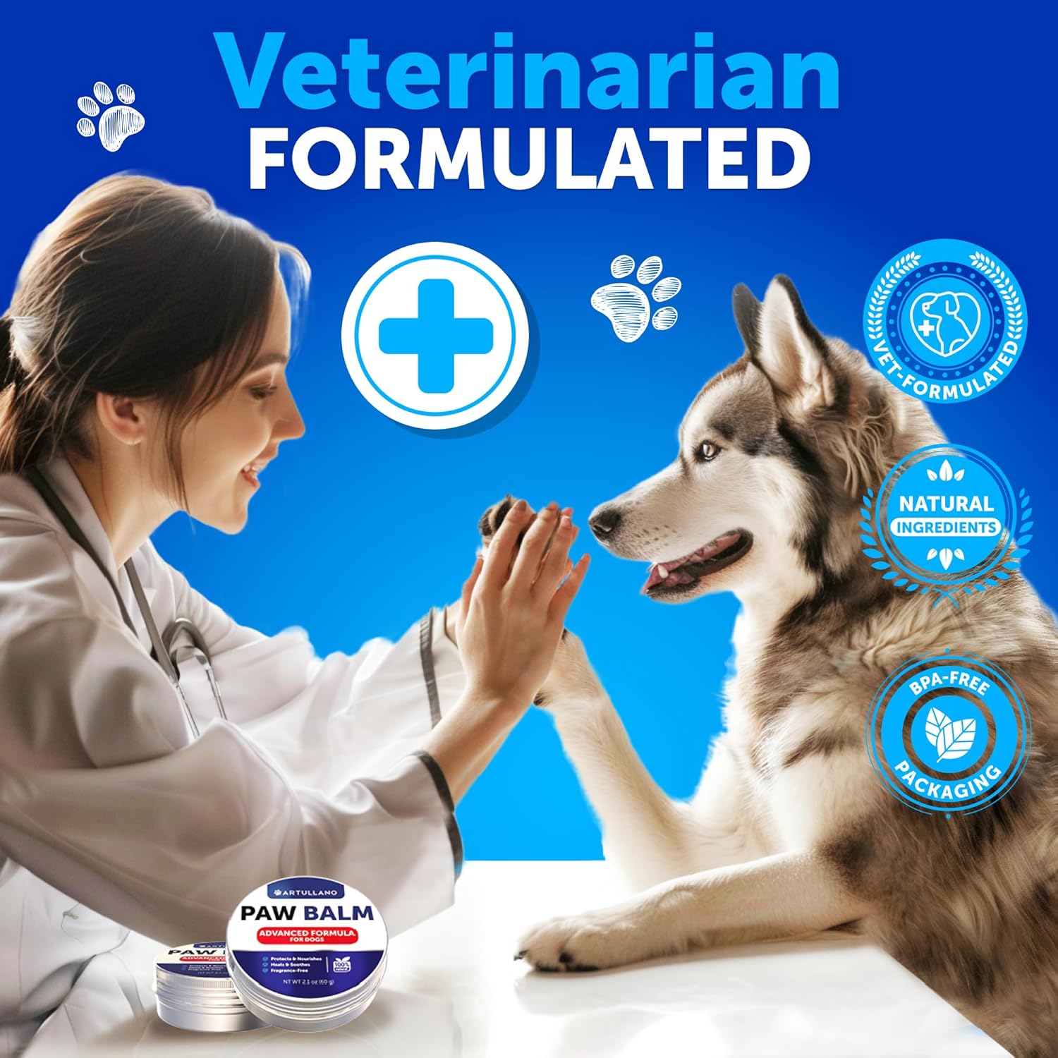 Natural Dog Paw Balm for Dry Paws & Nose - Lick-Safe Moisturizer to Soothe & Protect Dog Feet - 2.1 Oz