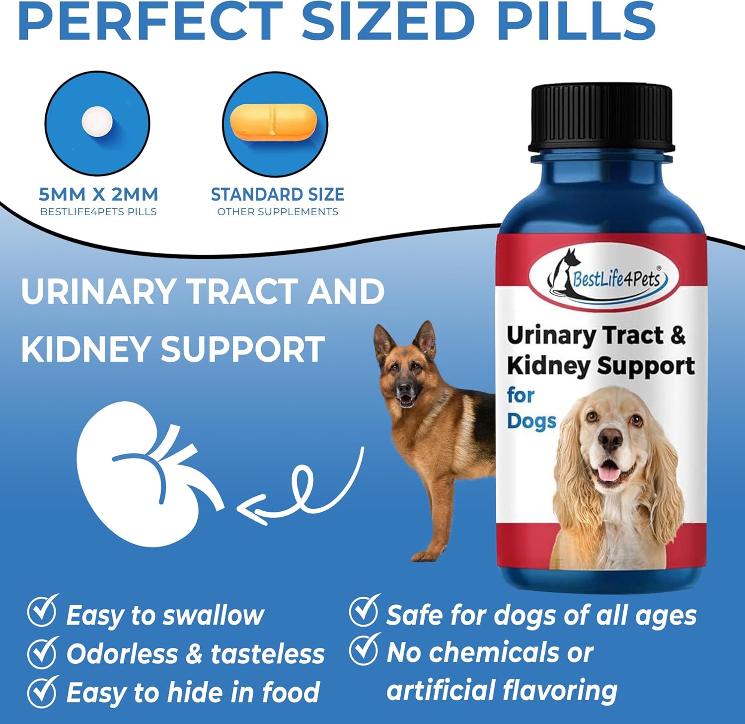 Natural Dog UTI Kidney Support Supplement for Urinary Tract Infections - 2 Pack