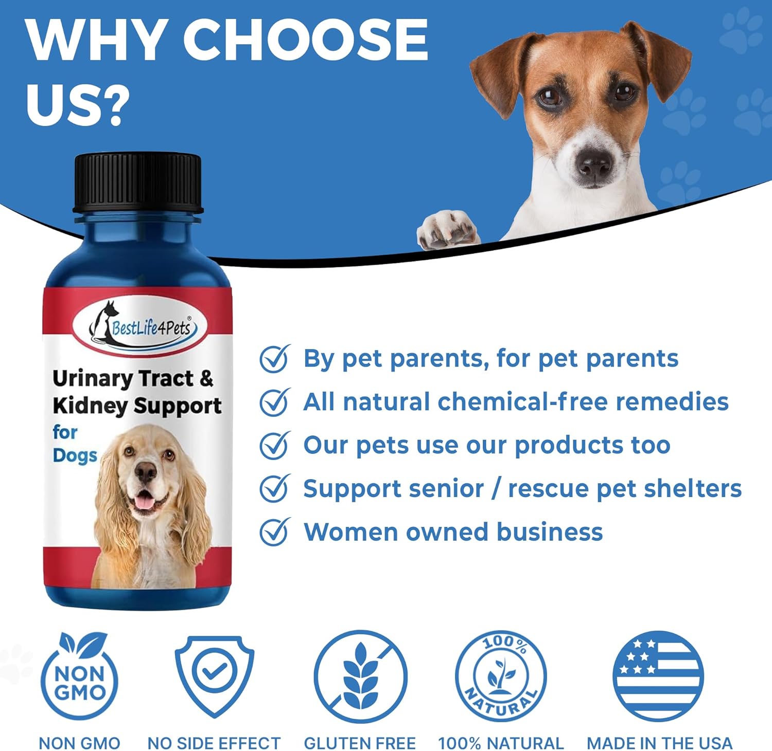 Natural Dog UTI Kidney Support Supplement for Urinary Tract Infections - 2 Pack