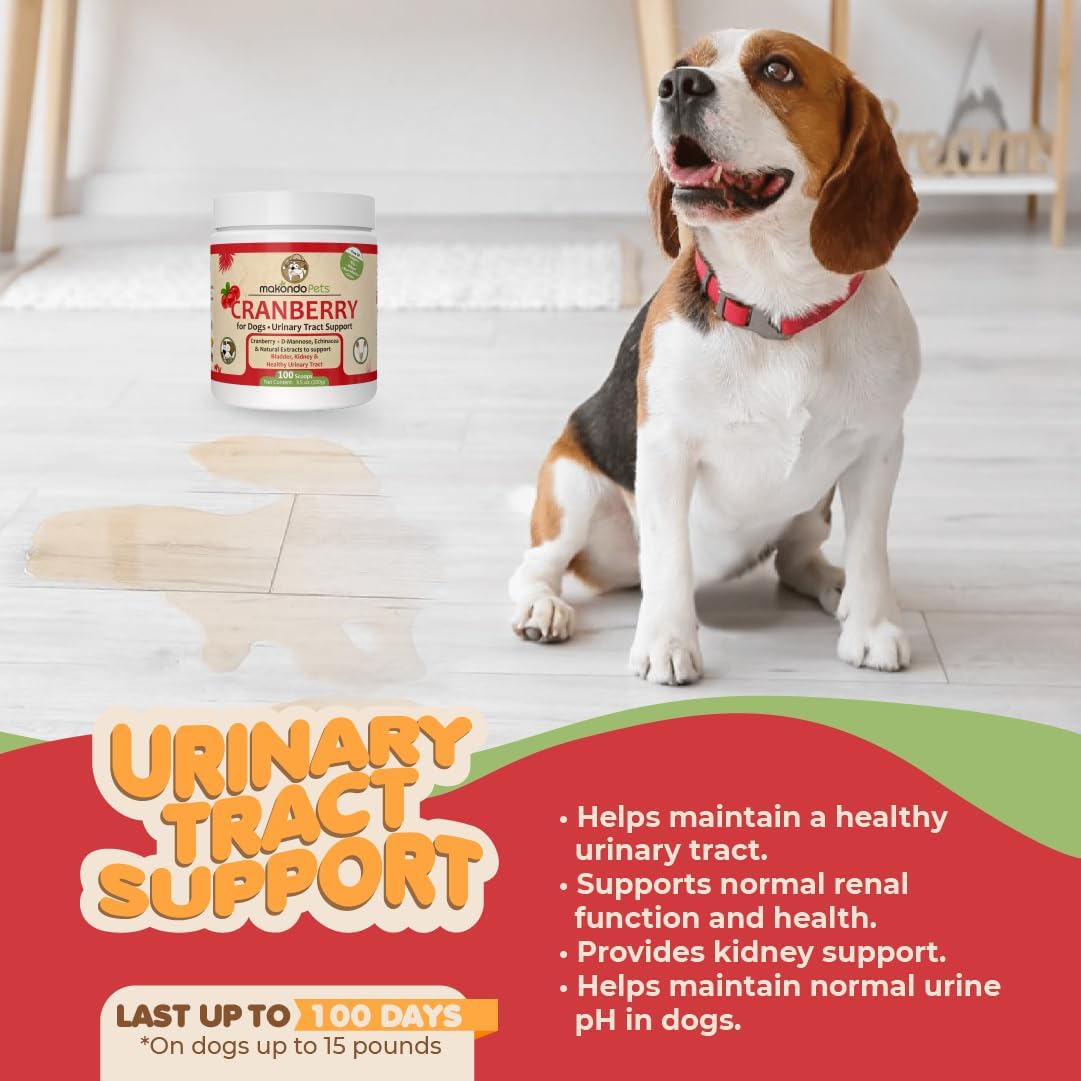 Natural Dog UTI Treatment with Cranberry Supplement Powder - Supports Kidney Health & Dog Incontinence - Puppy Supplies for Healthy Dog Pee