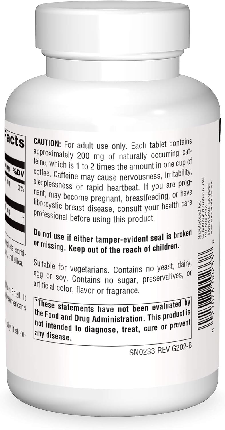 Natural Energy Boost: Source Naturals Guarana Energizer - 900mg Caffeine - 200 Tablets