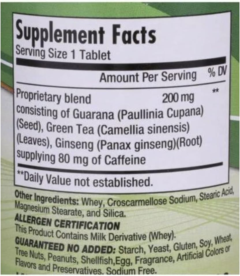 Natural Energy Boost Tablets by Nature's Measure - 100 Count Bottle