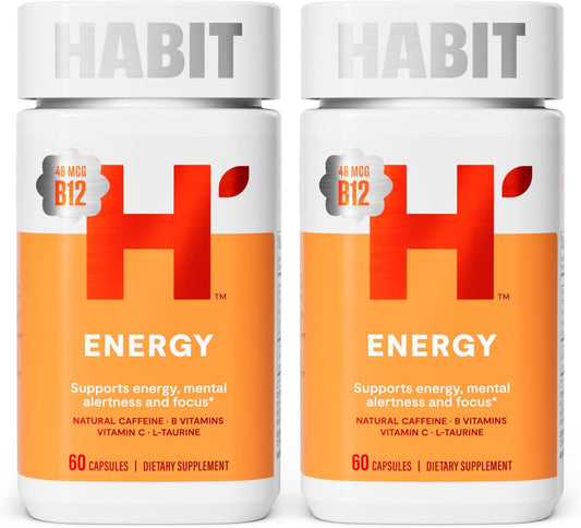 Natural Energy Boosting Supplement 2 Pack - Supports Focus & Alertness with Vitamins B & C, Green Tea Extract - Vegan & Non-GMO - 120 Capsules