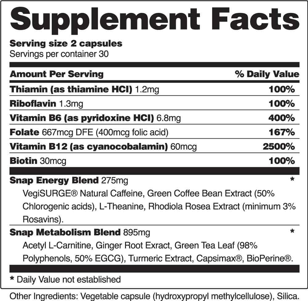 Natural Energy Boosting Supplements for Women and Men - Metabolism Support, Stress Relief, Mood Enhancement - Ginger, Turmeric, Rhodiola Rosea - 60 Capsules