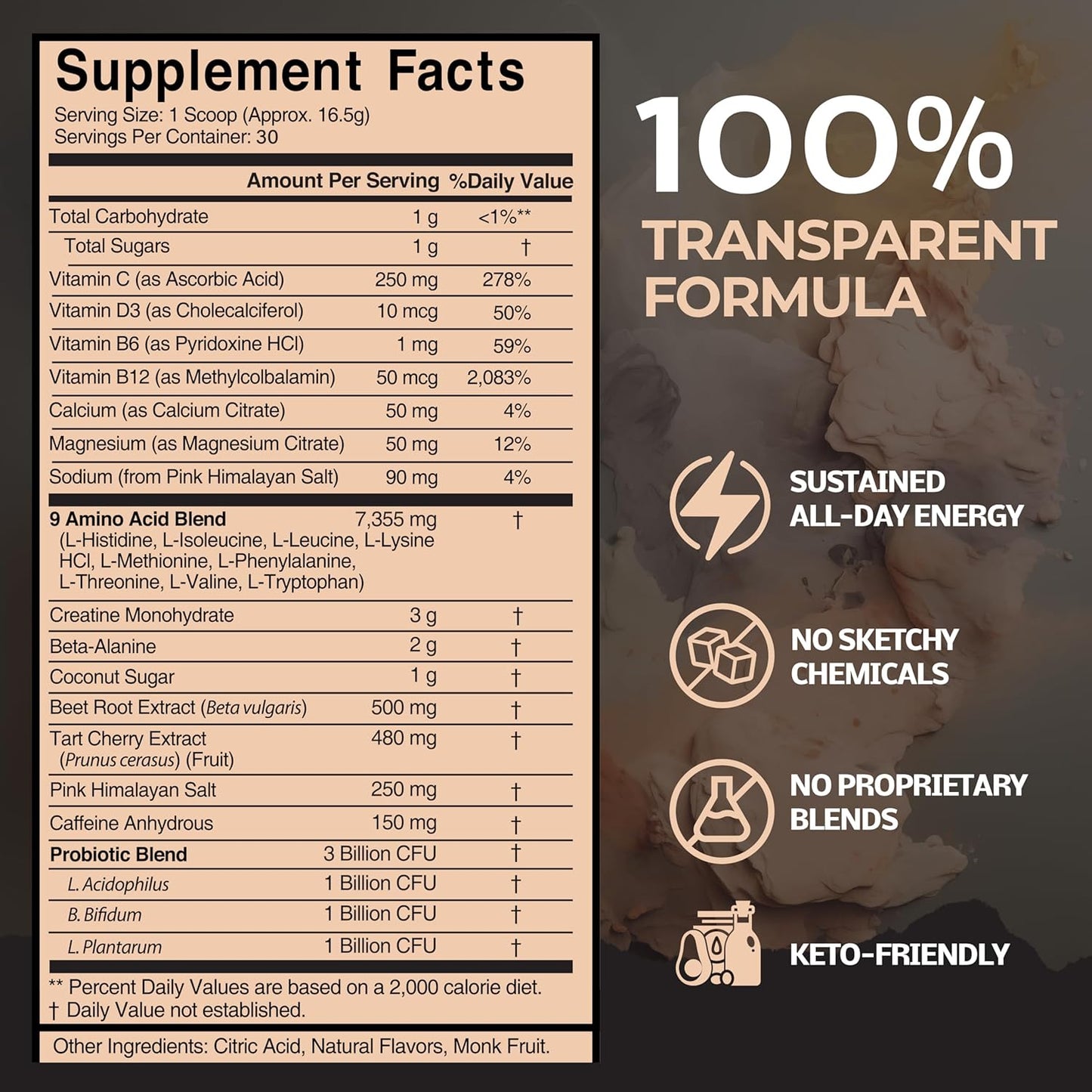 Natural Energy & Focus Boosting Pre-Workout Powder with Beetroot, Creatine & Beta-Alanine - Vegan, Keto-Friendly - Wild Blueberry Flavor - 30 Servings