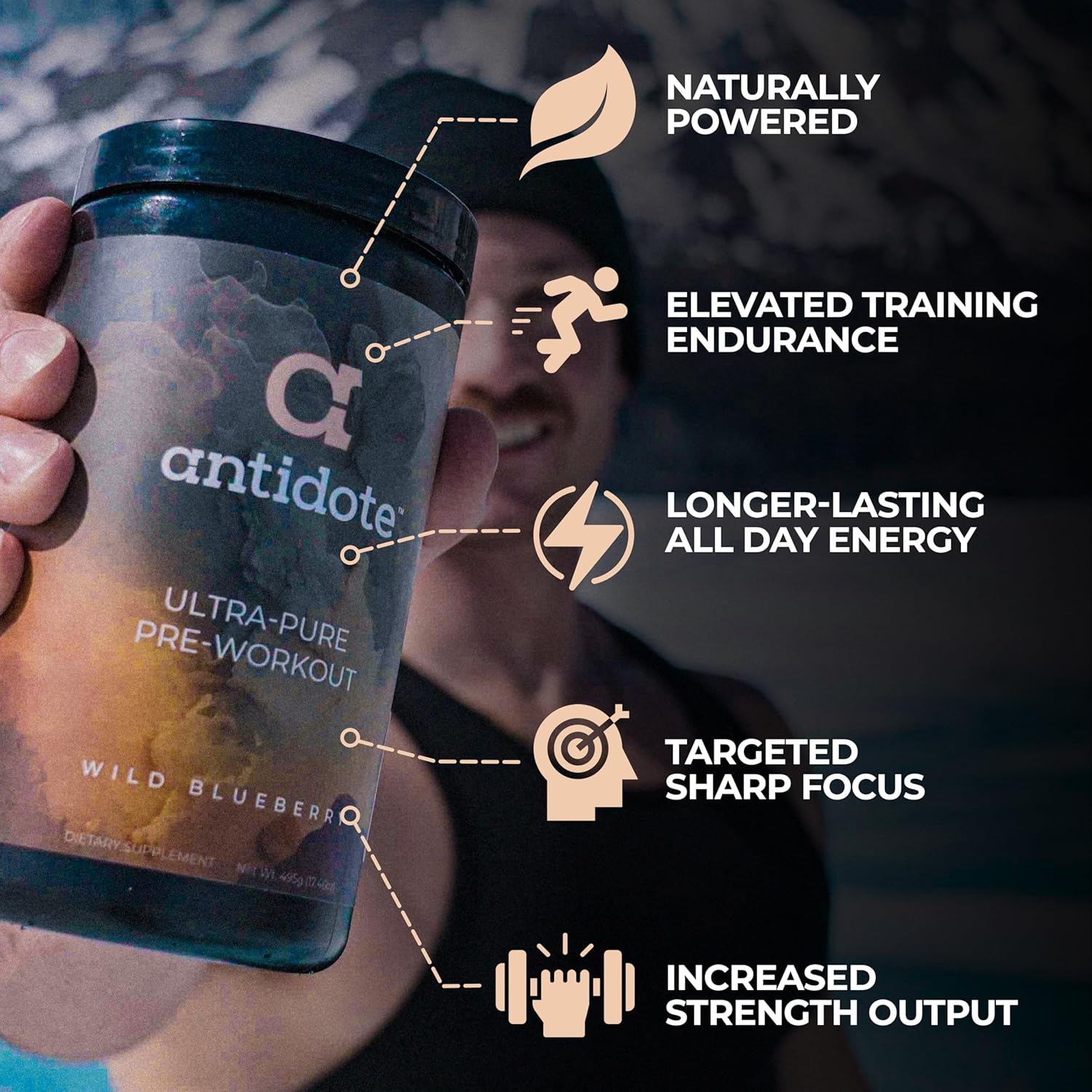 Natural Energy & Focus Boosting Pre-Workout Powder with Beetroot, Creatine & Beta-Alanine - Vegan, Keto-Friendly - Wild Blueberry Flavor - 30 Servings