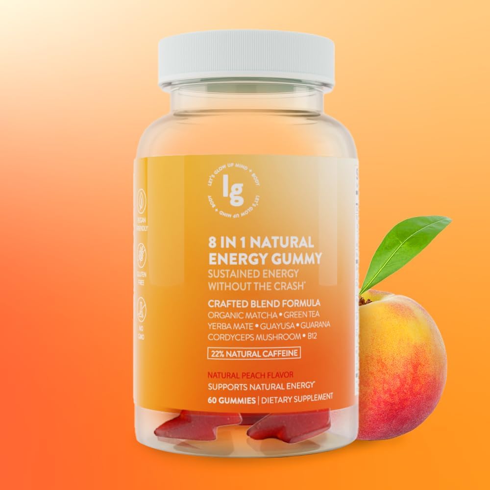 Natural Energy Gummies with Vitamin B12, Sleep Aid, Women's Multivitamin - Peach Flavor - 60 Count