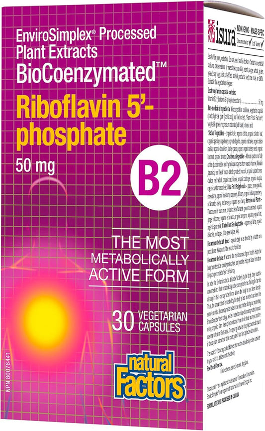 Natural Factors BioCoenzymated Riboflavin 5'-Phosphate 50mg - 30 Vegetarian Capsules