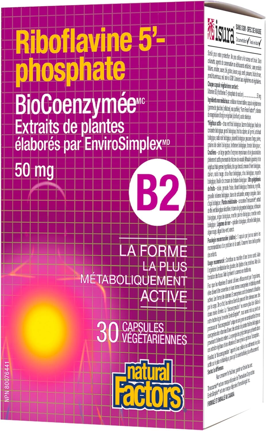 Natural Factors BioCoenzymated Riboflavin 5'-Phosphate 50mg - 30 Vegetarian Capsules