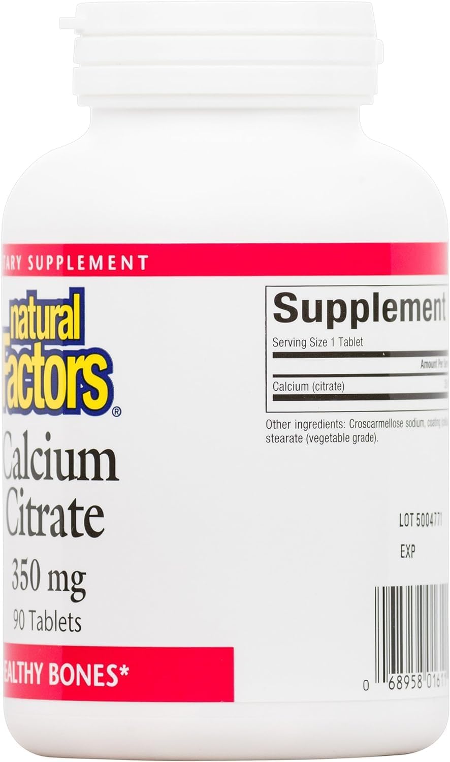 Natural Factors Calcium Citrate Tablets - Supports Bone and Dental Health, 90 Tablets