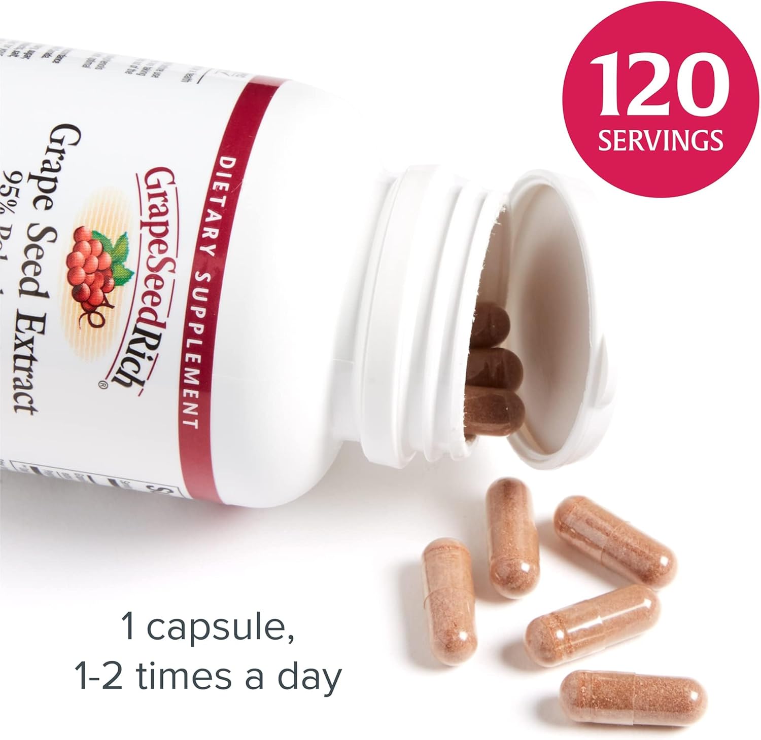 Natural Factors GrapeSeedRich: Antioxidant Support for Healthy Inflammatory Response - 120 Capsules